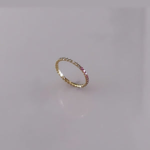 Diamond and Pink Sapphire Skinny Ring