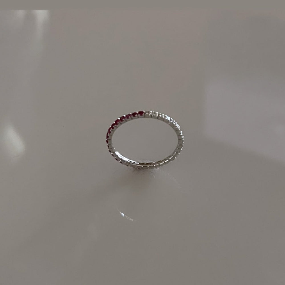 
                
                    Load image into Gallery viewer, Ruby and Diamond Eternity Skinny Ring
                
            
