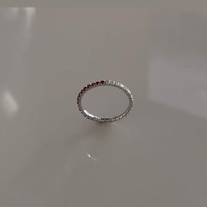 Ruby and Diamond Eternity Skinny Ring
