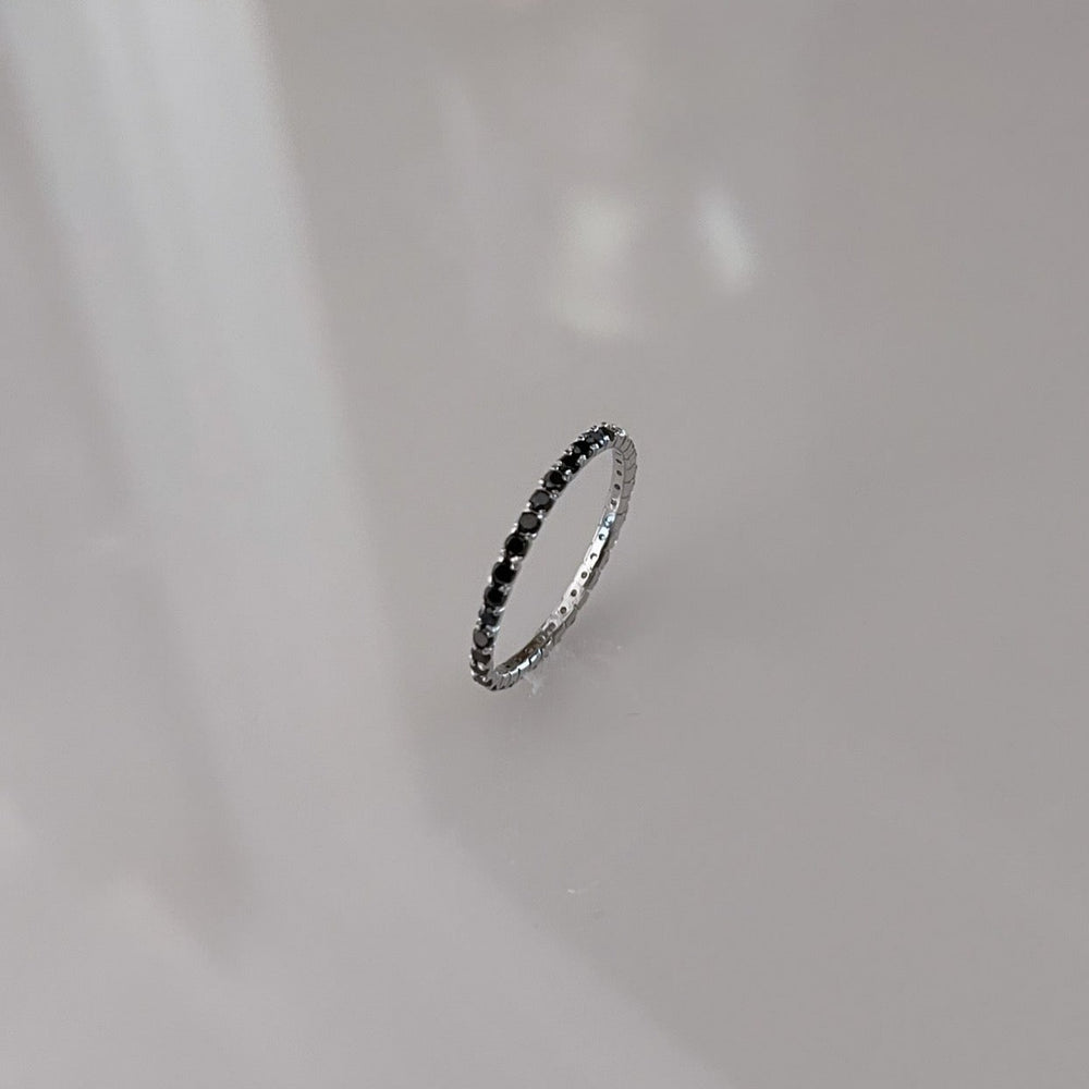 Black and White Diamond Skinny Ring