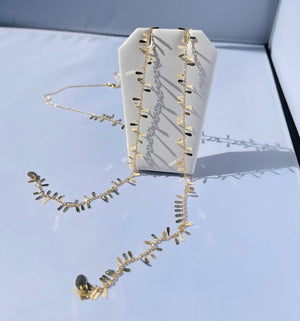 Feathered Gold Lariat Necklace