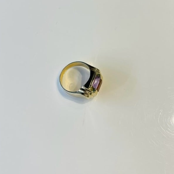 Tri Color Baguette Stone Ring