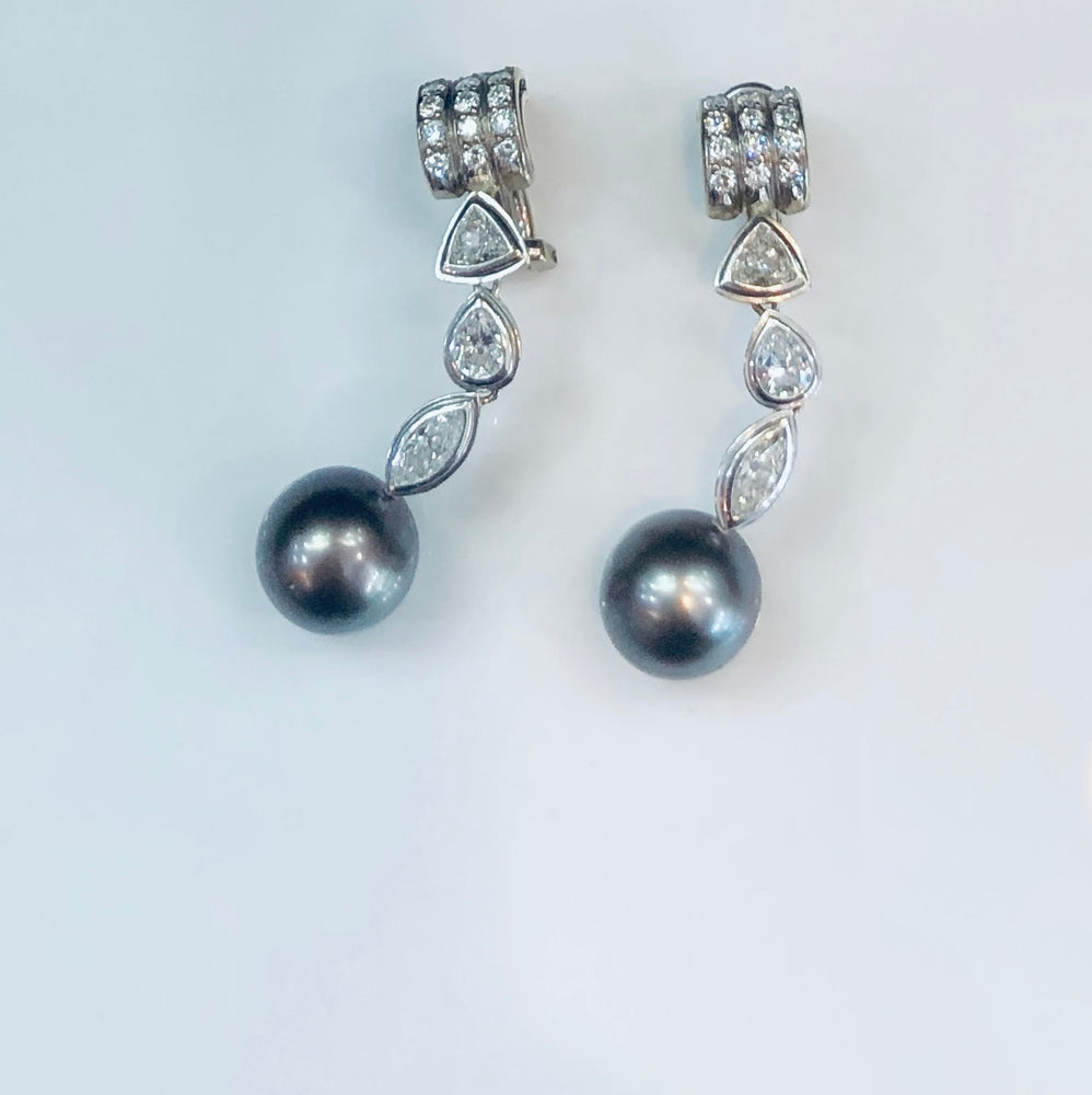 
                
                    Load image into Gallery viewer, South Sea Pearl Diamond Drop Earrings
                
            