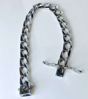 White Gold Curve Link Bracelet