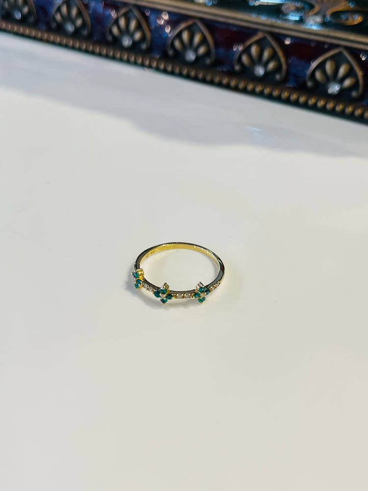 Floral Emerald & Diamond Ring